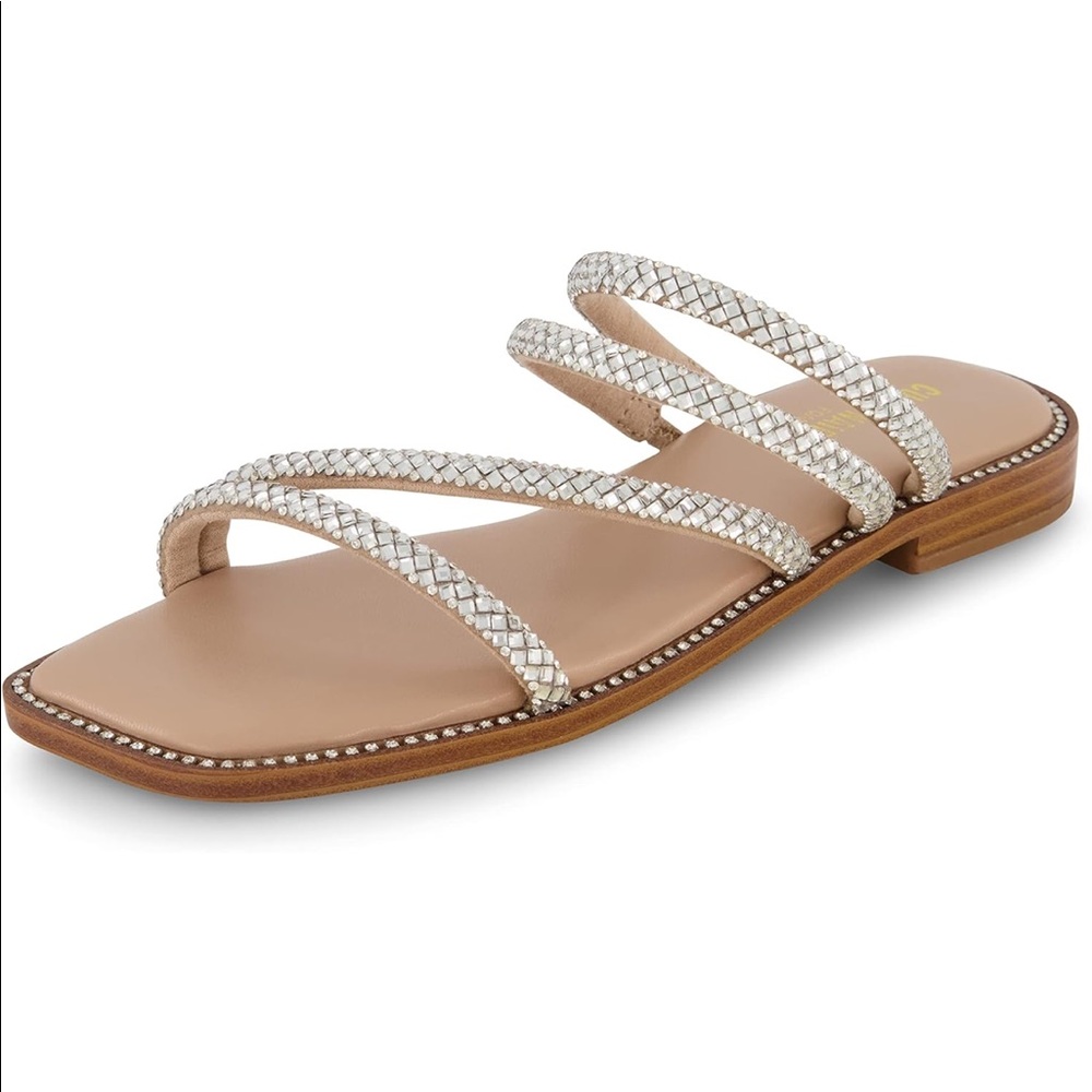 Cushionaire Varda Rhinestone Slide Sandal Memory Foam Women's Size 8 M